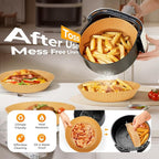 Vailnd Air Fryer Liners Disposable for Ninja, 150 Pcs 8" Round Airfryer Paper Liner Heavy-Duty, Non-Stick and Grease-Proof Parchment Paper Sheets for 5-8 qt Basket Air Fryers Oven Steamer