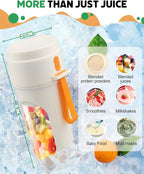 Portable Blender for Smoothies, BPA Free Mini Blender for Mixing Protein Powder, 15 Oz Dishwasher Safe Portable Bottle with 12-Blade, Rechargable Sport Bottle Compact and Easy to Clean