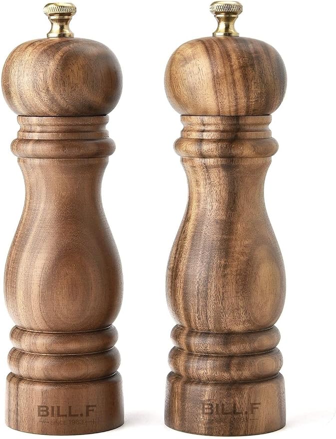 BILL.F Salt and Pepper Grinder Pepper Mill Grinder Pepper Grinders Salt Mill Set of 2 with Adjustable Ceramic Rotor 7 Inch