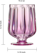 15oz Unbreakable Premium Drinking Glasses Set of 4 - Super Grade Acrylic Plastic - Perfect For Gifts - European Style Shatterproof BPA-free Glassware Dishwasher-Safe, Indoor & Outdoor (Purple-Lilac)