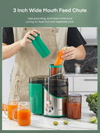 Juicer Machines, Juilist 3" Wide Mouth Juicer Extractor, for Vegetable and Fruit with 3-Speed Setting, 400W Motor, Easy to Clean, Green