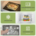 HOMBERKING 8 Pack Glass Food Storage Containers with Lids, Meal Prep Containers, Airtight Bento Boxes with Leak Proof Locking for Microwave, Oven, Freezer and Dishwasher, BPA Free, 5-35oz
