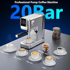 URintells Cuising Espresso Machine 20 Bar,Touch Screen Espresso Maker with Steam Milk Frother,Stainless Steel Coffee Machine for Cappuccino Latte Americano Cold Brew,1350W Fast Heat Up System,Silver