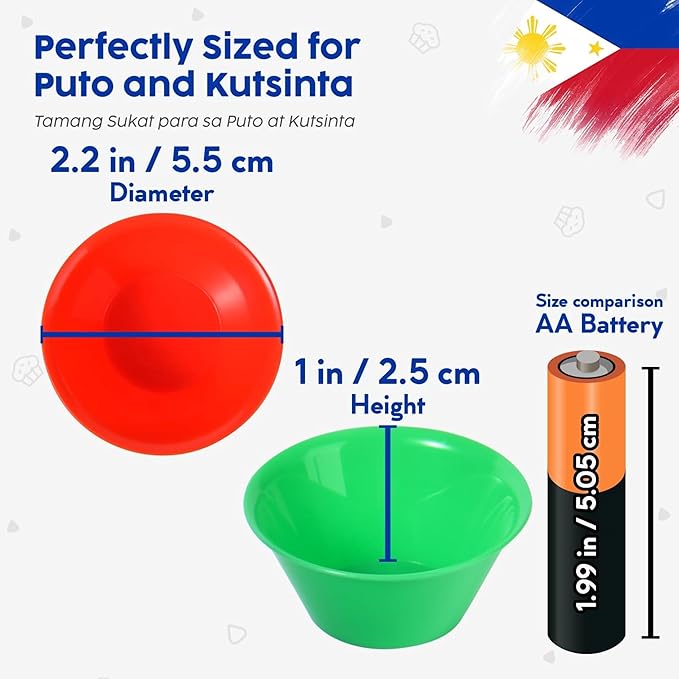 Small 48 Pcs Puto Molder Filipino (2.2" x 1") - Kutsinta Molder for Baking - Puto Mold Cups for Steamer - Filipino Plastic Molds for Desserts in Assorted Colors