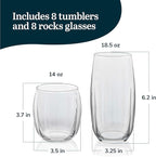 Libbey Samba Tumbler and Rocks Glasses Set of 16, All Purpose Everyday Drinking Glasses Set, Dishwasher Safe Kitchen Glassware Set for Holidays Events