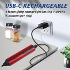 FoodVille MF05 Rechargeable Milk Frother USB Charging Handheld Foam Maker with Stainless Balloon Whisk for Cappuccino, Latte, Bulletproof Coffee, Keto Diet, Protein Powder, Matcha (Red)