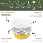 7" Deep Round Aluminum Foil Pans with Lids (5 Pack), Heavy Duty Grease-Resistant Foil Containers for Baking, Heating, Meal Prep & Food Storage, 2.7" Depth, 40oz