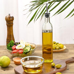 AOZITA 17oz Clear Glass Olive Oil Dispenser Bottle - 500ml Oil & Vinegar Cruet with Pourers and Funnel - Olive Oil Carafe Decanter for Kitchen