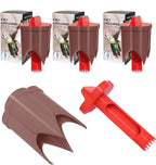 Pepper Corer, 2 in 1 Red Bell Pepper Seed Corer Remover Tool, Fruit & Vegetable Corers Quick Cave Tools for Jalapeno Cutter Deseeder, Red Brown, 3 PCS