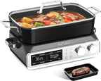 N21NA Pro Slow Cooker 10 Quart, 8-in-1 Programmable PFOA-Free Ceramic Coated Multi-Cooker with Grill Pan, Steaming Plate (Includes Silicone Spoon & Tongs)