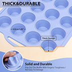 Mini Silicone Muffin Pan with Metal Frame, Non Stick Silicone Cupcake Pan with Handles 24 Cup, BPA Free Silicon Muffin Tin Tray Small for baking, egg bites, Cupcake Mold Blue