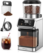 Burr Coffee Grinder Electric, 30 Grinding Settings Emojoy Coffee Bean Grinder, Burr Coffee Grinder for Home Use, Touchscreen and LED Control Panel, Stainless Steel, Conical Burr Grinder