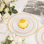 NOCCUR 200PCS Gold Plastic Plates - 100 Dinner / 100 Dessert Disposable Plates Heavy Duty - Ideal for Wedding/Party/Christmas