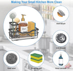 Sponge Holder for Kitchen Caddy Sink Organizer, Multifunctional Rustproof Dish Soap Sponge Caddy for Sink Counter with Detachable Brush Holder & Drain Tray - Storage Kitchen & Home Accessories