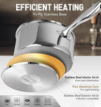 MICHELANGELO Stainless Steel Saucepan with Lid & Steamer, 3 Quart Sauce Pan with Lid, Steamer Pot with Pour Spout, 3 Qt Stainless Steel Pot, Induction Compatible, Oven Safe