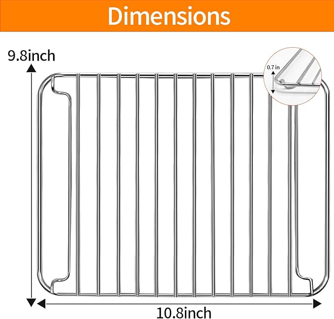 Countertop Toaster Oven Replacement Parts for black and decker 4 Slice Toaster Oven, 10.8×9.8x 0.7'' Stainless Steel Toaster Oven Accessories Wire Rack Baking Rack