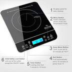 Duxtop Portable Induction Cooktop, Countertop Burner Induction Hot Plate with LCD Sensor Touch 1800 Watts, Silver 9600LS BT-200DZ