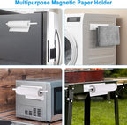 Paper Towel Holder Magnetic, Magnetic Paper Towel Holder for Fridge, Toilet Paper Roll Holder Magnet Towel Rack Wall Mount Shelf Bar for Towels Rolls Bathroom RV Dorm Kitchen Wall Decor, White 2 Pack
