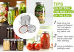 52Pcs Wide Mouth Canning Lids, Rings for Ball & Kerr Mason Jar Lids with Bands - Food Grade with Silicone Airtight Seal Split-Type Metal Large Ball Lids