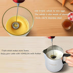 Milk Frother Handheld, Battery Operated Coffee Foamer Drink Mixer with 2 Stainless Steel Electric Whisks for Coffee, Latte, Cappuccino, Hot Chocolate, Protein， Batteries Included, Ruby Red