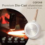 CAROTE Non Stick Frying Pan Skillet, Omelet Pan, Healthy Non Toxic Granite Chef Pan, Induction Compatible Egg Frying Pan with Heat-Resistant Handle, PFOA-Free, Cream White, 12"