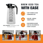 Tiesta Tea - Loose Leaf Iced Tea Pitcher, BPA-Free Tritan Plastic, Includes Multipurpose Nylon Mesh Infuser, Brew Hot & Cold, Leak-Proof Twist-On Lid, Dishwasher Safe, 1/2 Gallon Capacity