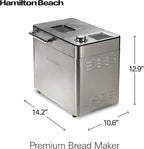 Hamilton Beach 29890 Premium Dough & Bread Maker Machine with Auto Fruit and Nut Dispenser, 2 lb. Loaf Capacity, 21 Programmable Settings Includes Gluten Free+Keto, Stainless Steel