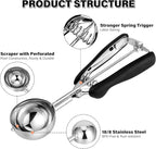 Large Cookie Scoop 4 Tbsp, Professional Stainless Steel Ice Cream Scoop 60mm, Cupcake Scoop Muffin Scoop for Baking, Good Soft Grips, Quick Trigger Release, 60ml (4 Tablespoon)