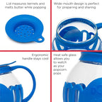 Ecolution Patented Micro-Pop Microwave Popcorn Popper with Temperature Safe Glass, 3-in-1 Lid Measures Kernels and Melts Butter, Made Without BPA, Dishwasher Safe, 1.5-Quart, Blue