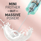 Mini & Mighty Milk Frother Wand – Powerful Handheld Coffee Frother, Battery Operated Drink Mixer – Compact Pocket Size – Detachable Whisk for Latte, Cappuccino, Matcha, Hot Chocolate – Mint