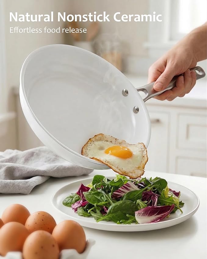 Ceramic Cookware Set - Nonstick Kitchen Pots and Pans Set, Induction Cookware Sets with Cooking Utensils Set, Non Toxic Cookware Set, Non Stick Pan Set for Cooking Pot, Oven & Dishwasher Safe, Gift
