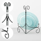 Plate Display Stands with Hinged Folding Design, 8 Inch Picture Frame Stand for Tables, Decorative Easels for Plates, Photos, Cards and Books, 8’’ Black, 2-Pack