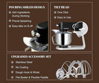 Stand Mixer All Metal - Heavy Duty Kitchen Standing Mixer 5.3 Quart with 4 Stainless Steel Attachments, DC Motor & Multifunctional Power Hub, 8-Speed & Timer, Lower Noise (Black)