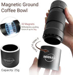 Manual Coffee Grinder with Numerical External Adjustable Setting Stainless Steel Conical Burr Hand Crank Coffee Mill for Cold Brew Espresso French Press Pour Over Drip with Foldable Handle- Black