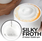 Zulay Kitchen Patented Tornado Triple Whisk Milk Frother with 4 Duracell Batteries – Handheld Foam Maker for Coffee, Lattes, Matcha & Hot Chocolate – Rich, Creamy Froth in Seconds - Marble