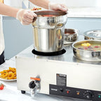 VEVOR Electric Soup Warmer, Four 7.4QT Stainless Steel Round Pot 86~185°F Adjustable Temp, 1500W Commercial Bain Marie with Anti-Dry Burn and Reset Button, Soup Station for Restaurant, Buffet, Silver