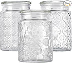 Adodeen 24oz Wide Mouth Mason Jars, 3-Pack Glass Jars With Lids, Pickle Canning Jars For Candy, Sugar, Coffee, Tea, Spice, Cookie, Dishwasher Safe