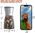 Ebaco Professional Pepper Grinder - with Germany Hardened Carbon Steel Mechanism Rotor, Refillable Pepper Mill 6OZ Glass Adjust Coarseness (1PCS-Sliver-304）