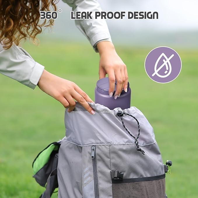 26oz Soup Thermo for Hot Food Kids with Buckle Lid Insulated Vacuum Food Jar Wide Mouth Leakproof Stainless Steel Lunch Container (Purple)