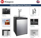 Kegco HBK309S-3 Full-Size Digital Homebrew Kegerator Triple Faucet Ball Lock Keg Dispenser Stainless, Stainless Steel