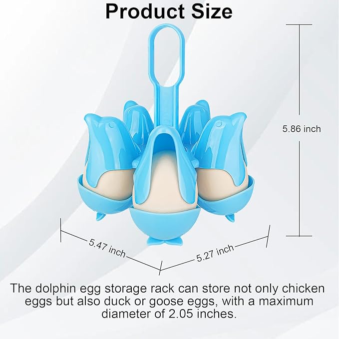 Asltw Dolphin Boiled Egg Holder – 3-in-1 Cooker, Server & Fridge Tray for Soft/Hard Eggs, BPA-Free, Cute Kitchen Gift for Kids & Families (Blue)