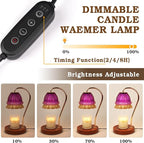 Flower Candle Warmer Lamp with Timer, Wax Warmer, Height Adjustable, Birthday Gifts for Women, Mom, Sister, Candle Lamp Warmer Gifts, Electric Dimmable Candle Warmer, Vintage Home Decor