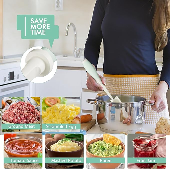 Upgrade Meat Chopper, Heat Resistant Meat Masher for Hamburger Meat, Ground Beef Smasher, Nylon Hamburger Chopper Utensil, Ground Non Stick Mix Chopper Mix Potato Masher Tool (White)