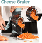 Rotary Cheese Grater with Handle Kitchen Shredder Slicer Grater Slicer Ice Shaver Cheese Vegetable Nuts Potato Zucchini Chocolate 3 Interchangeable Blades (GreyBlue)