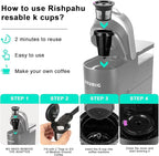 Reusable K Cups, 4 Pack Reusable Coffee Pods with Coffee Spoon, Refillable K Cups Coffee Filters with Food Grade Stainless Steel Mesh Compatible Fit for 1.0 Brewers Black