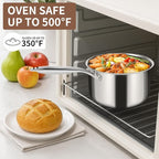 EWFEN 3 Ply Stainless Steel Sauce Pan Set with Lids, 1 & 2 Quart Multipurpose Cooking Pot, Stay-Cool Handle, Induction Oven Dishwasher Safe, 1QT & 2QT