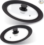 Anaeat Silicone Universal Lid for Pots, Pans and Skillets - Tempered Glass Covered with Heat Resistant Silicone Rim Fits All 7" to 12" Diameter Cookware -Easy to Use Replacement Frying Pan Cover