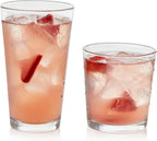 Libbey Flare Rocks, Glass Tumbler Set, Stylish Lead-Free Drinking Glasses Set of 16, Dishwasher-Safe Glass Cups Set for Daily Use and Parties