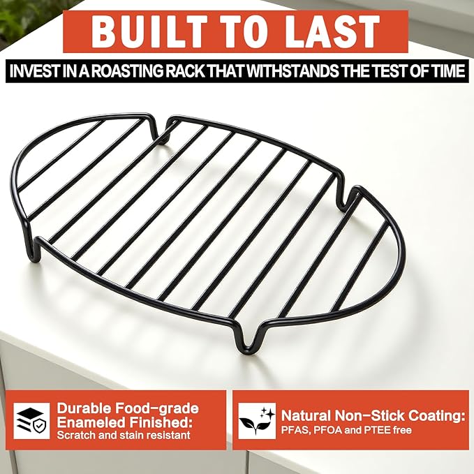 Roasting Rack for Roasting Pan, Heavy Duty Oven Rack Insert for Turkey Roasting Pan, Fit for Oven Cooking (12.4"x 8.5")