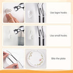 Bilillo 12 Pieces Plate Wall Hangers for Display - 4/6/8 Inch Invisible Plates Hanger, Stainless Steel Plate Holders with 12 Pieces Wall Hooks for 4 to 10.5 Inch Decorative Plates and Arts (Black)